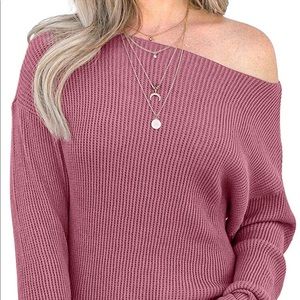 Women's Off Shoulder Waffle Knit Sweater Sz S